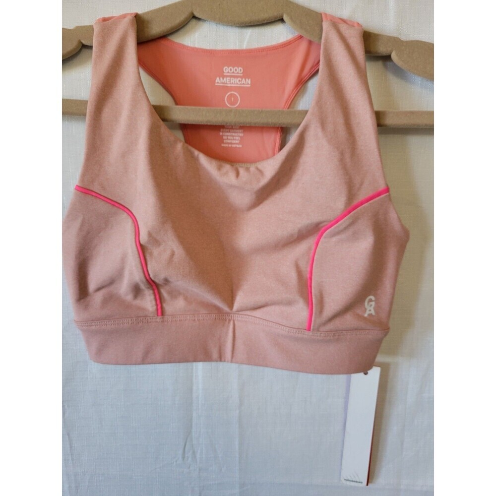 NWT GOOD AMERICAN Pink Core Power Racerback Sports Bra Size 1